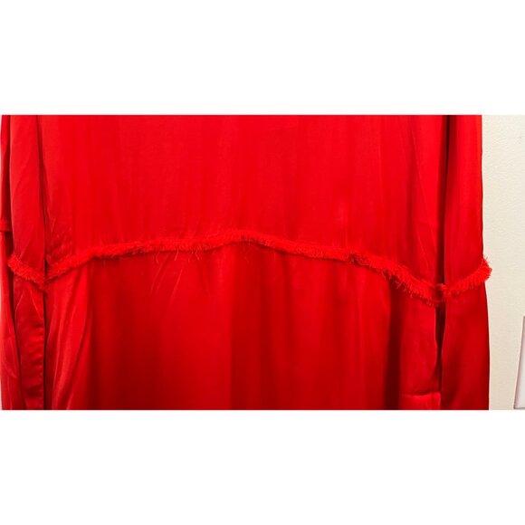 RAQUEL ALLEGRA RED GHOST RANCH MATTE RAYON SATIN DRESS - Picture 3 of 7